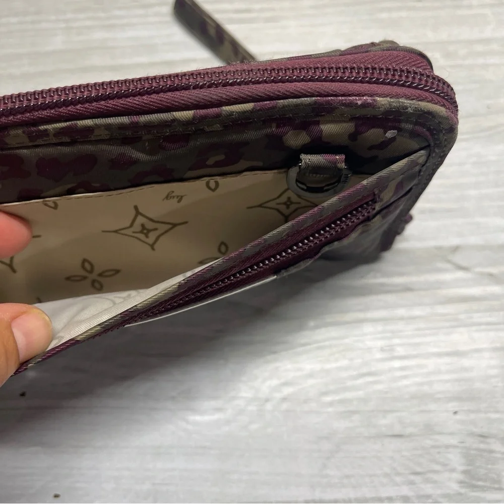Lug Kickflip 3 Berry Khaki Leopard Print RFID Wristlet Wallet no crossbody strap